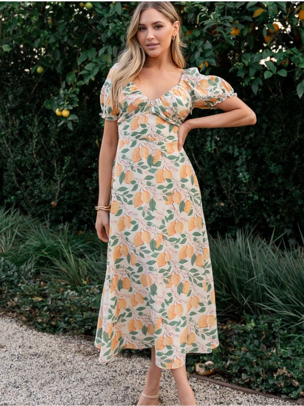 Baltic Born Lemon Print Amalfi Midi Dress XL